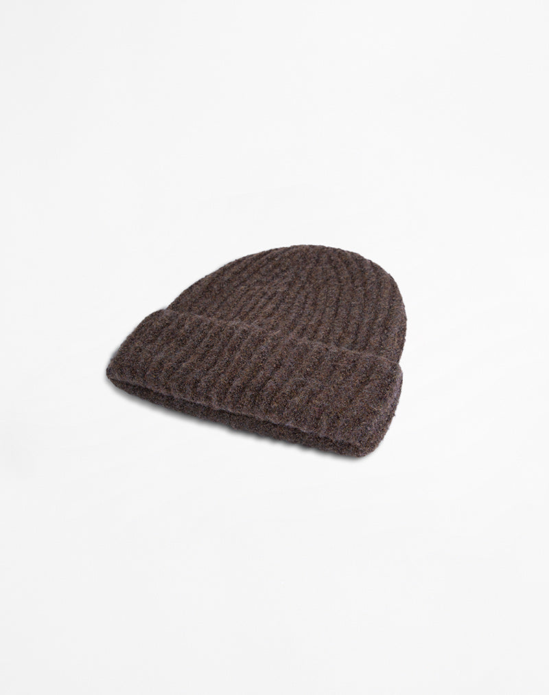Nivo Rocks Brown Knit Foldover Beanie Hat | Nivo – motelrocks-com-us