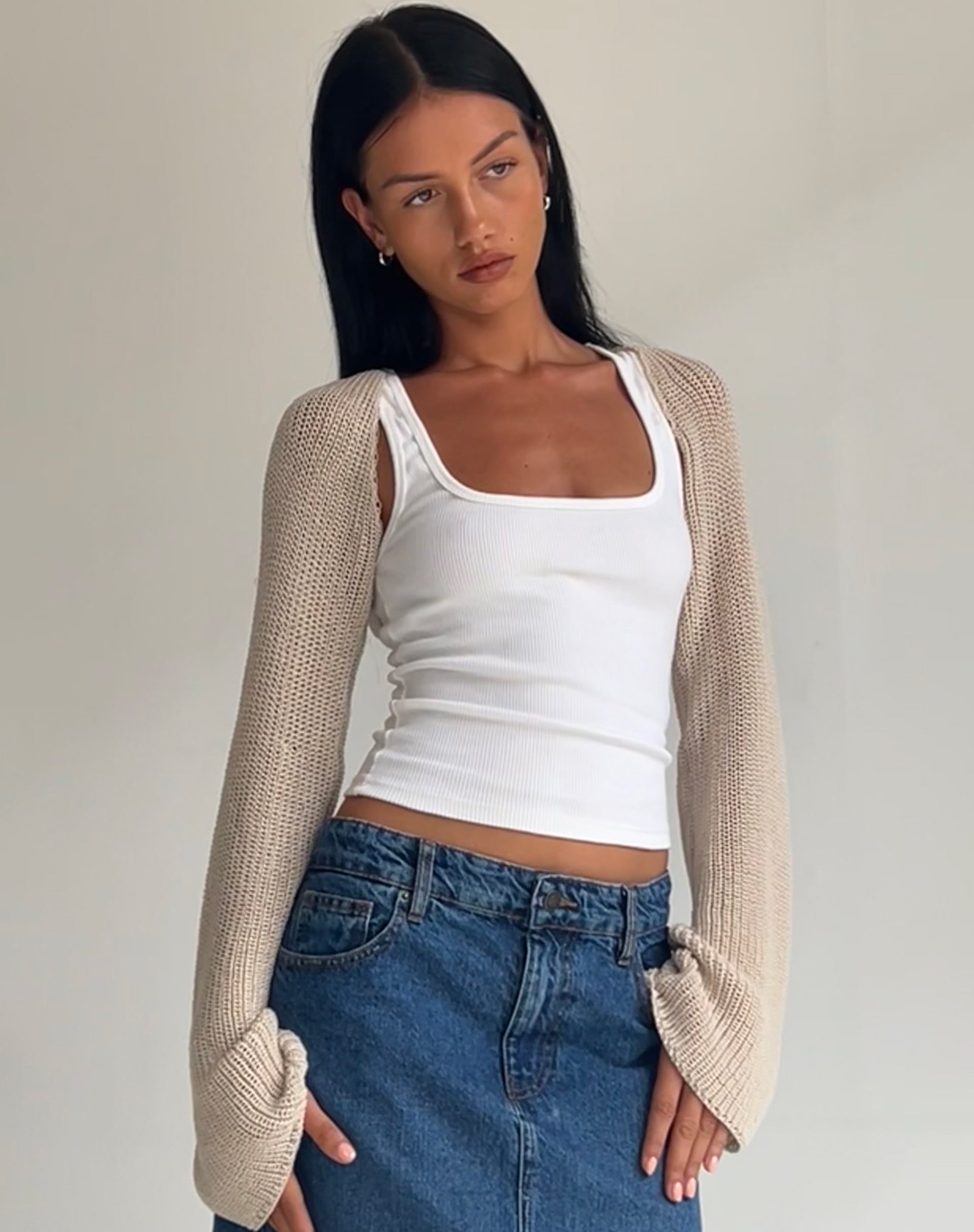 White hotsell shrug top