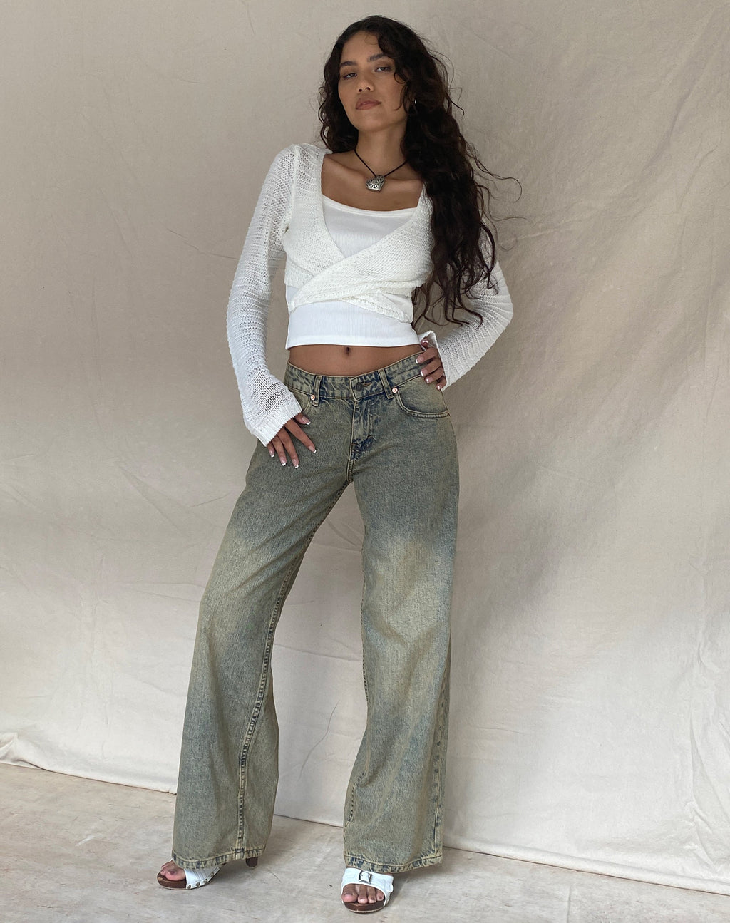 Grey Used Bleach Low Rise Jeans | Roomy – motelrocks-com-us