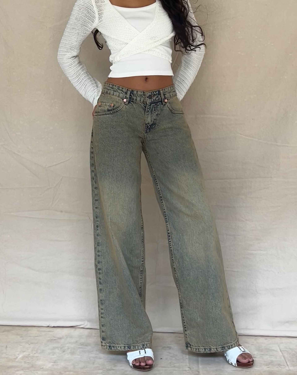 Low Bleach | Jeans Rise Used Grey Roomy – motelrocks-com-us