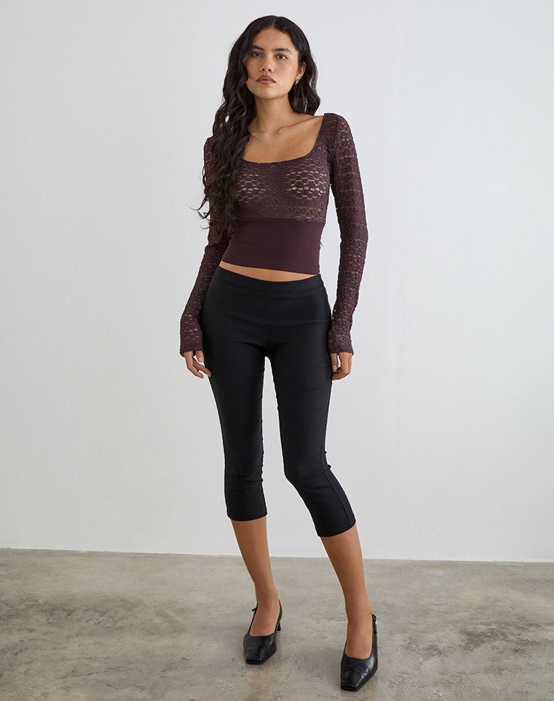 Nolita Ribbed Waist Top in Lace Dark Plum