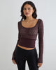 Image of Nolita Ribbed Waist Top in Lace Dark Plum