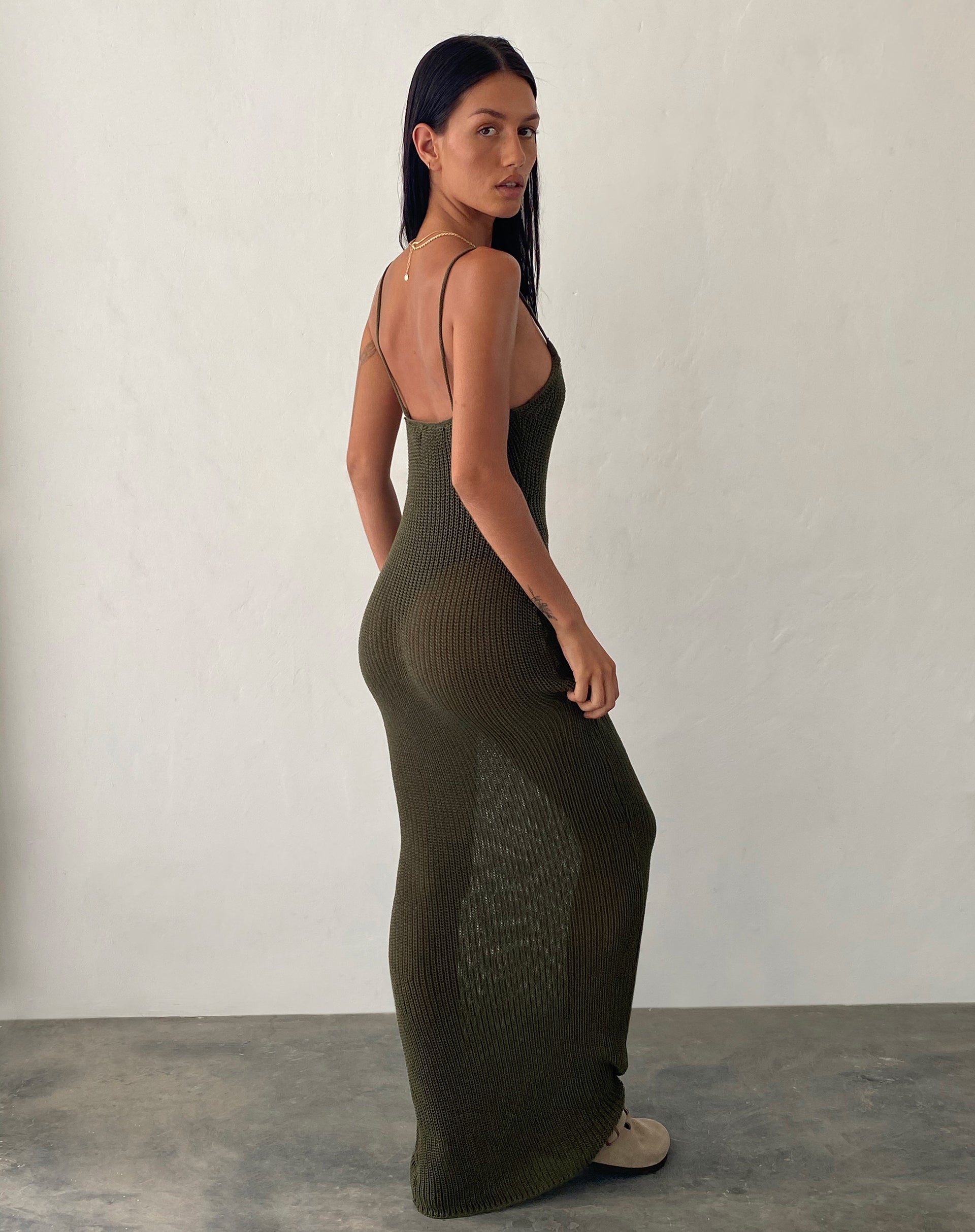 Image of Norila Knitted Maxi Dress in Olive