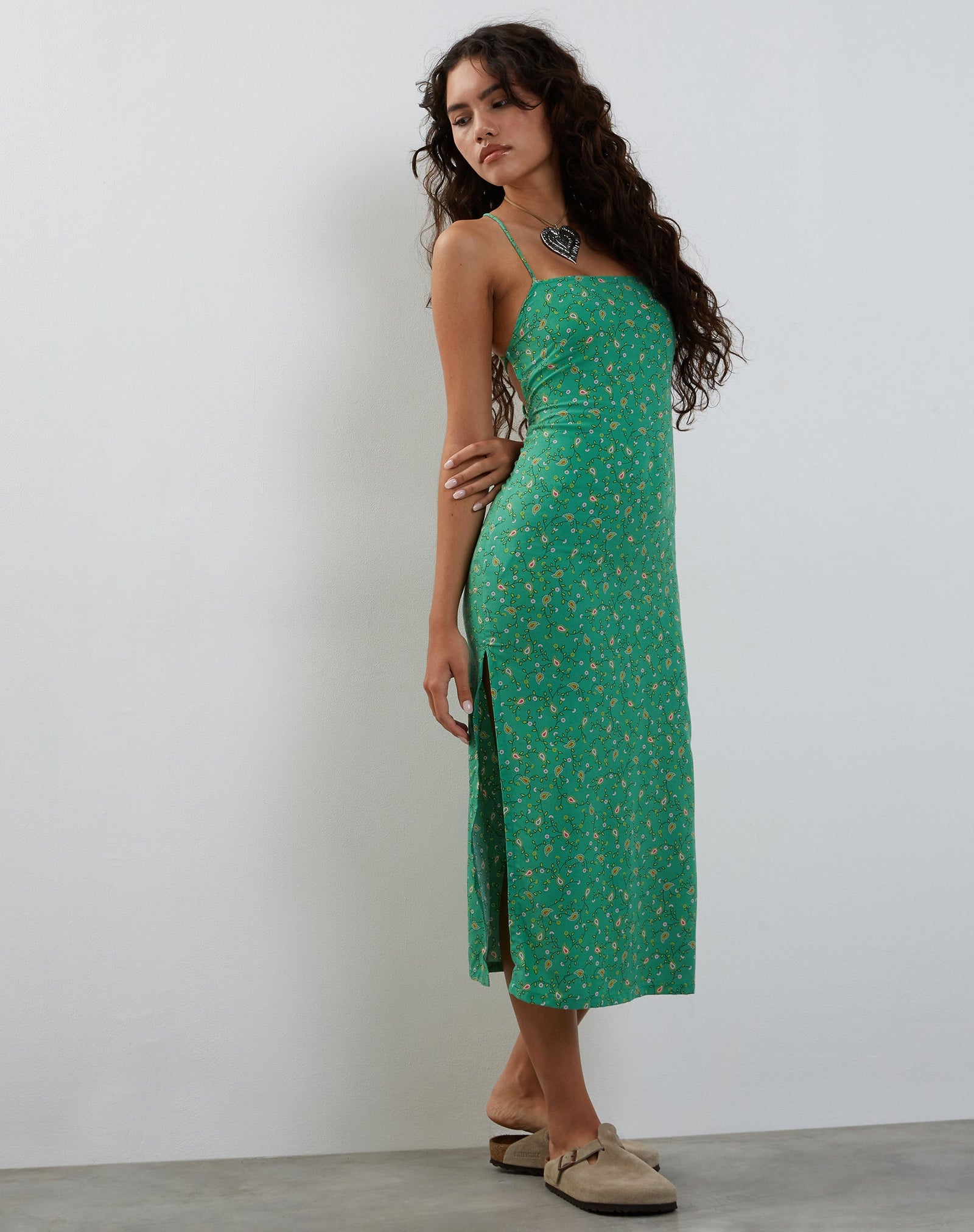 Paisley Fun Green Midi Dress | Nosita – motelrocks-com-us