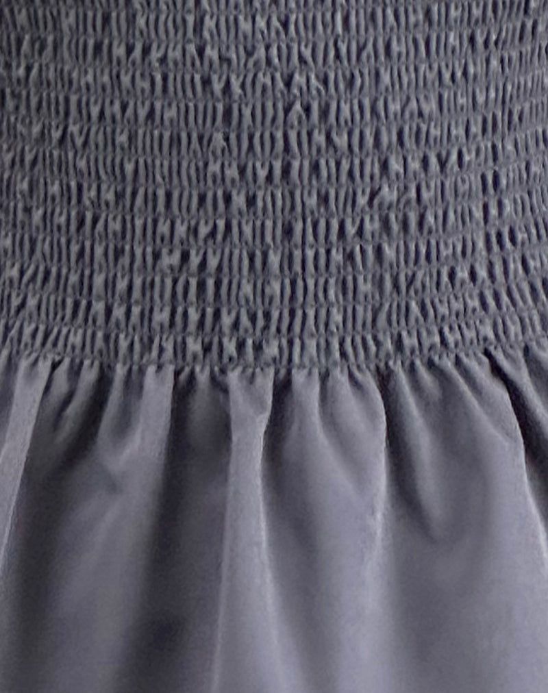 Grey Puff Sleeve Shirred Top | Notina – motelrocks-com-us