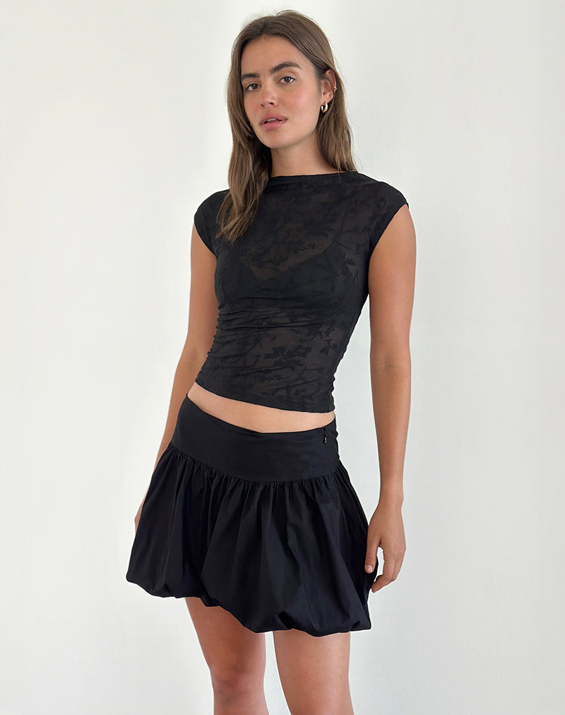 Image of Nova Top in Flower Mesh Black