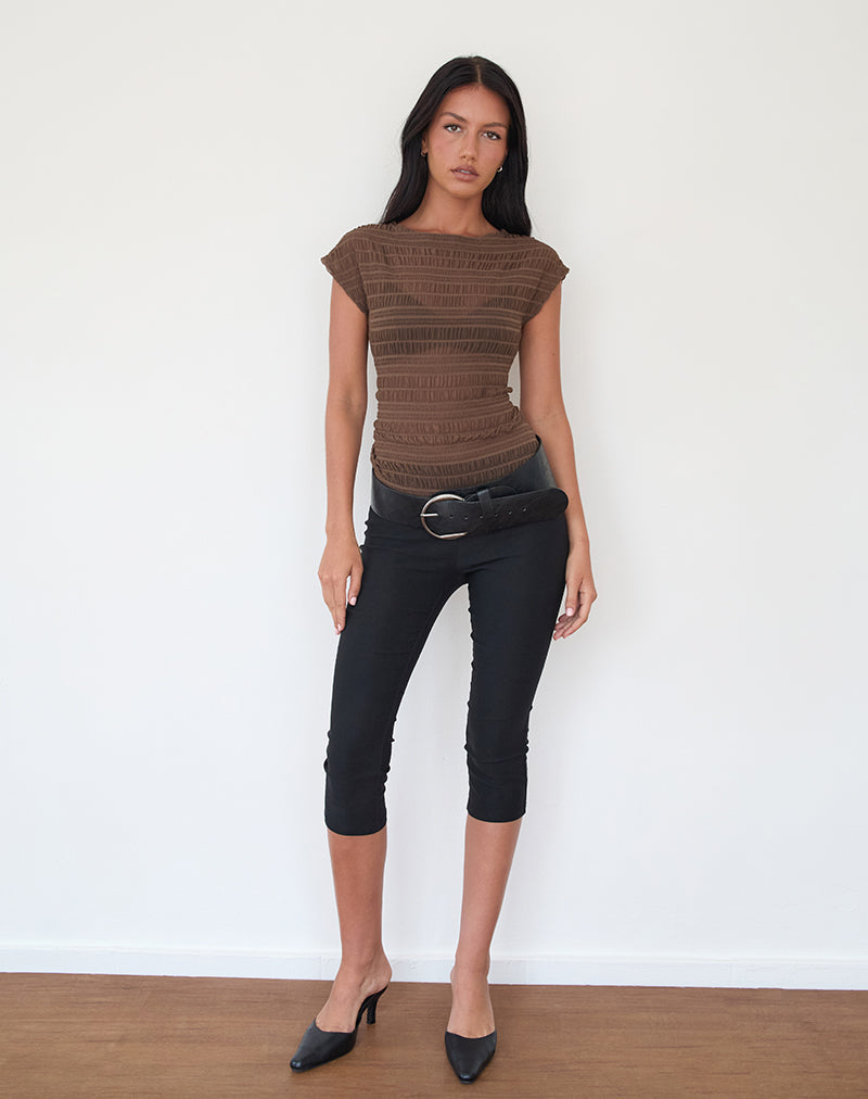 Nova Ruched Top in Mesh Chocolate