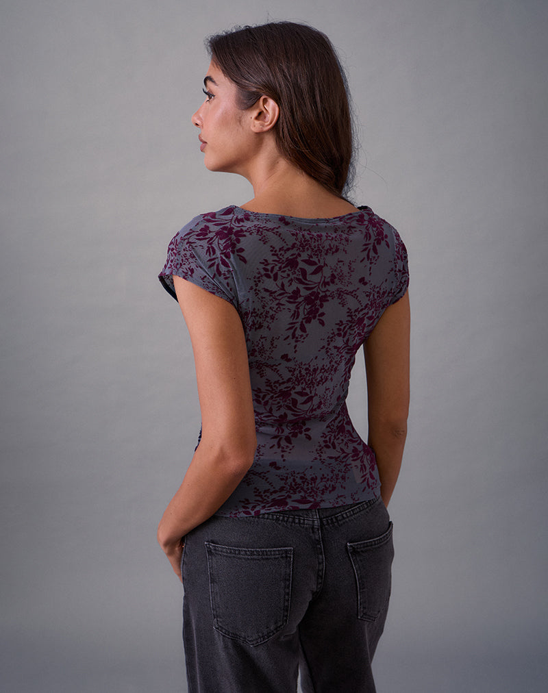 Image of Nova Top in Fine Leaf Flock Smoke Grey