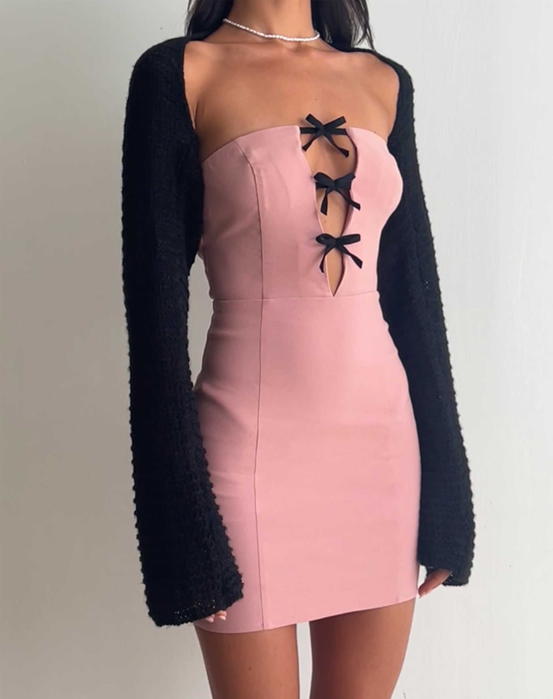 Pink and black dress best sale