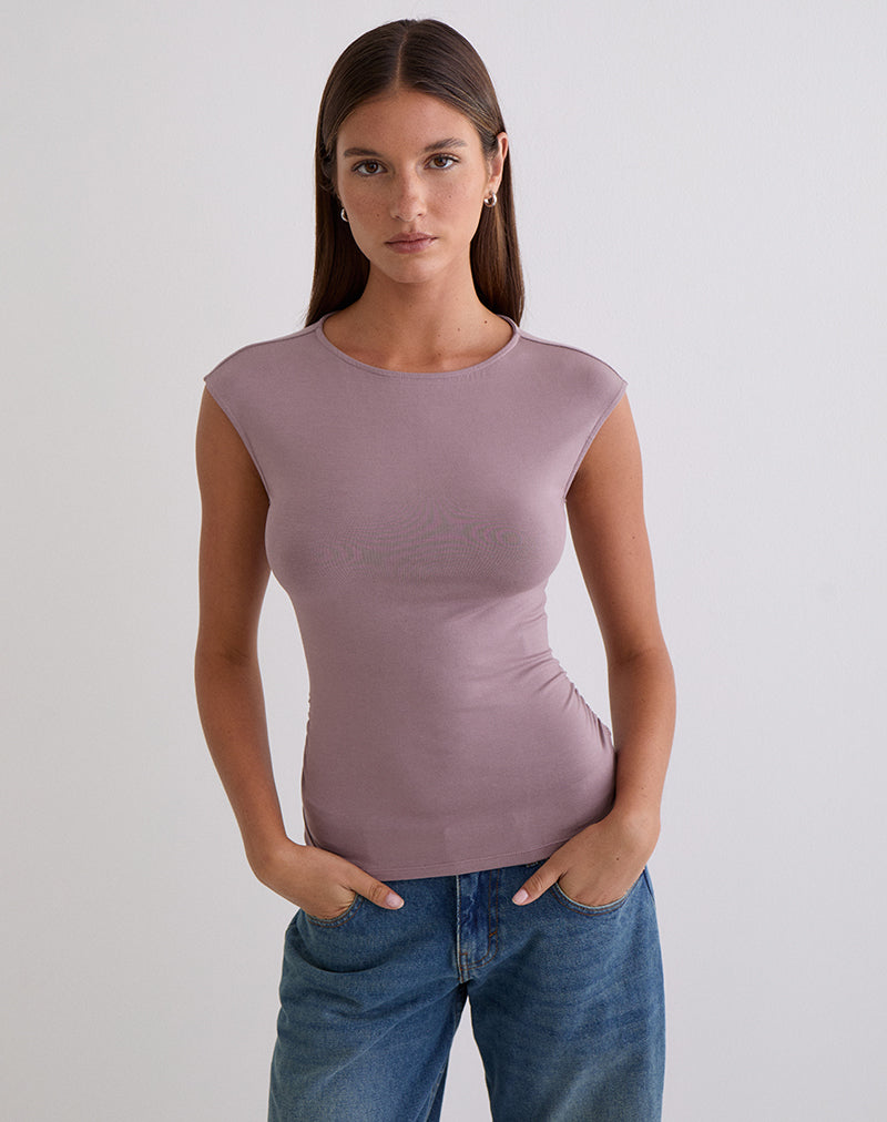 Mauve Purple Cap Sleeve Ruched Top | Novia – motelrocks-com-us