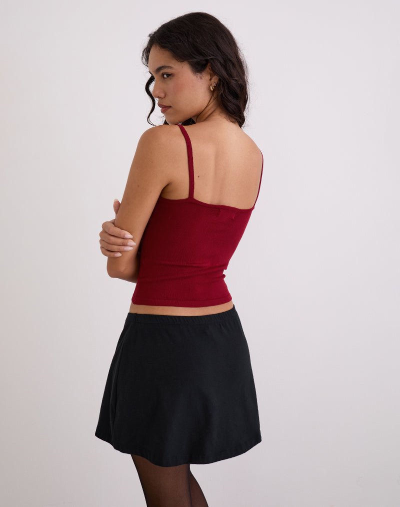 Ziva Knit Cami Vest Top in Burgundy