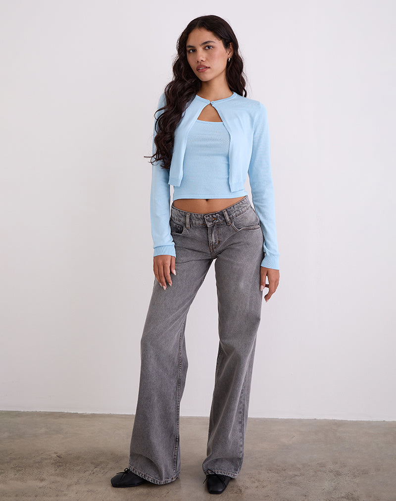 Blue Ribbed Cropped Cardigan | Nuha – motelrocks-com-us