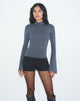 Image of Nell High Neck Long Sleeve Top in Jersey Ocean Storm