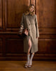 Image of Norciel Longline Coat in Check Brown with Fur Collar
