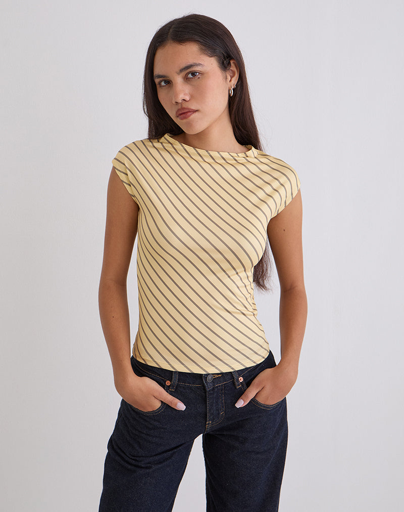 Nova Slinky Top in Yellow Diagonal Stripe