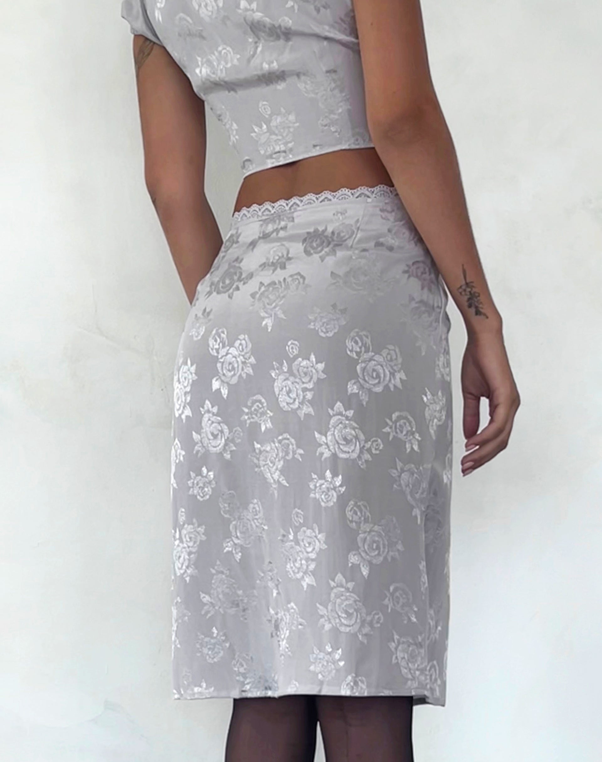 Satin midi skirt clearance grey