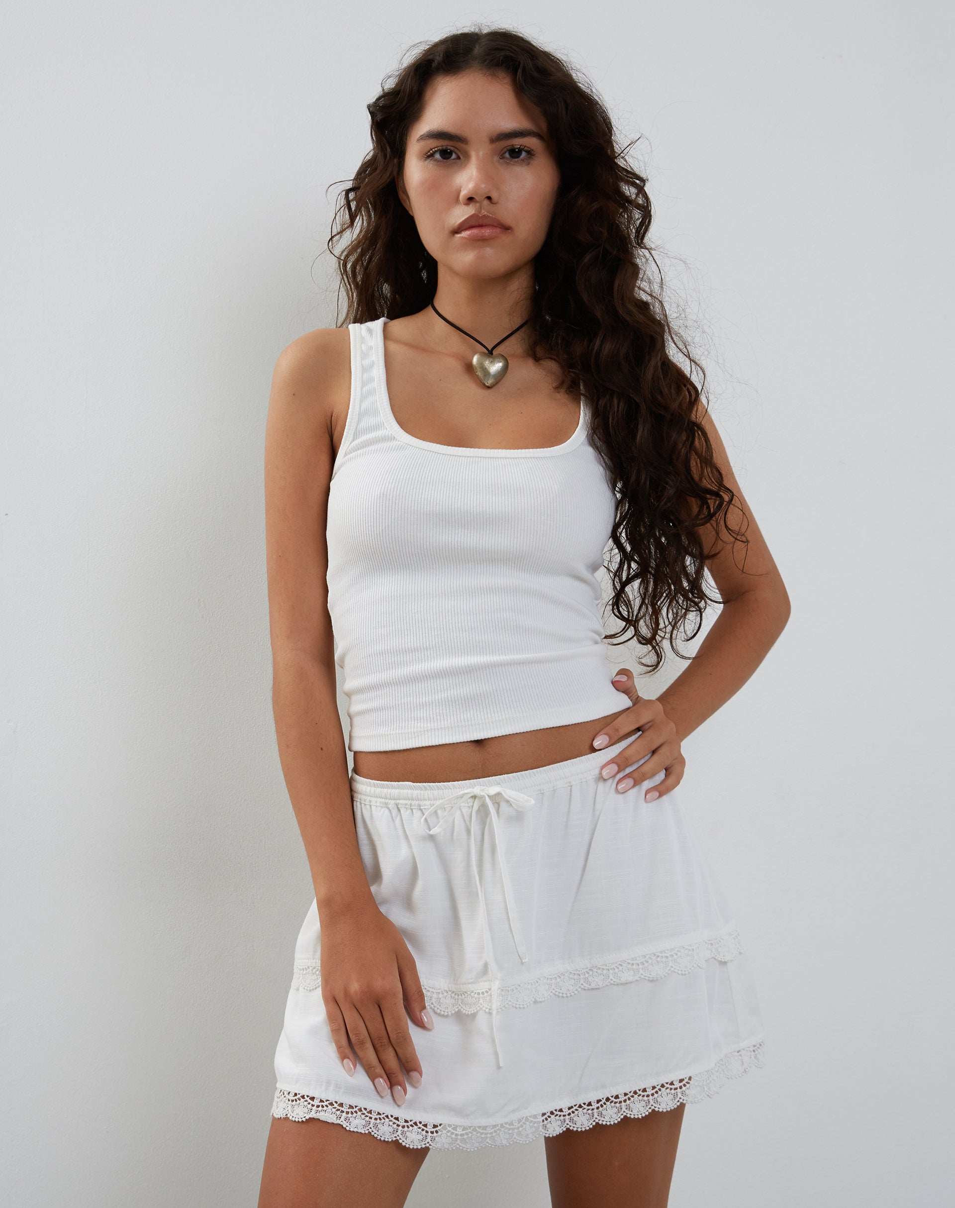 Image of Ryila Frill Mini Skirt in White