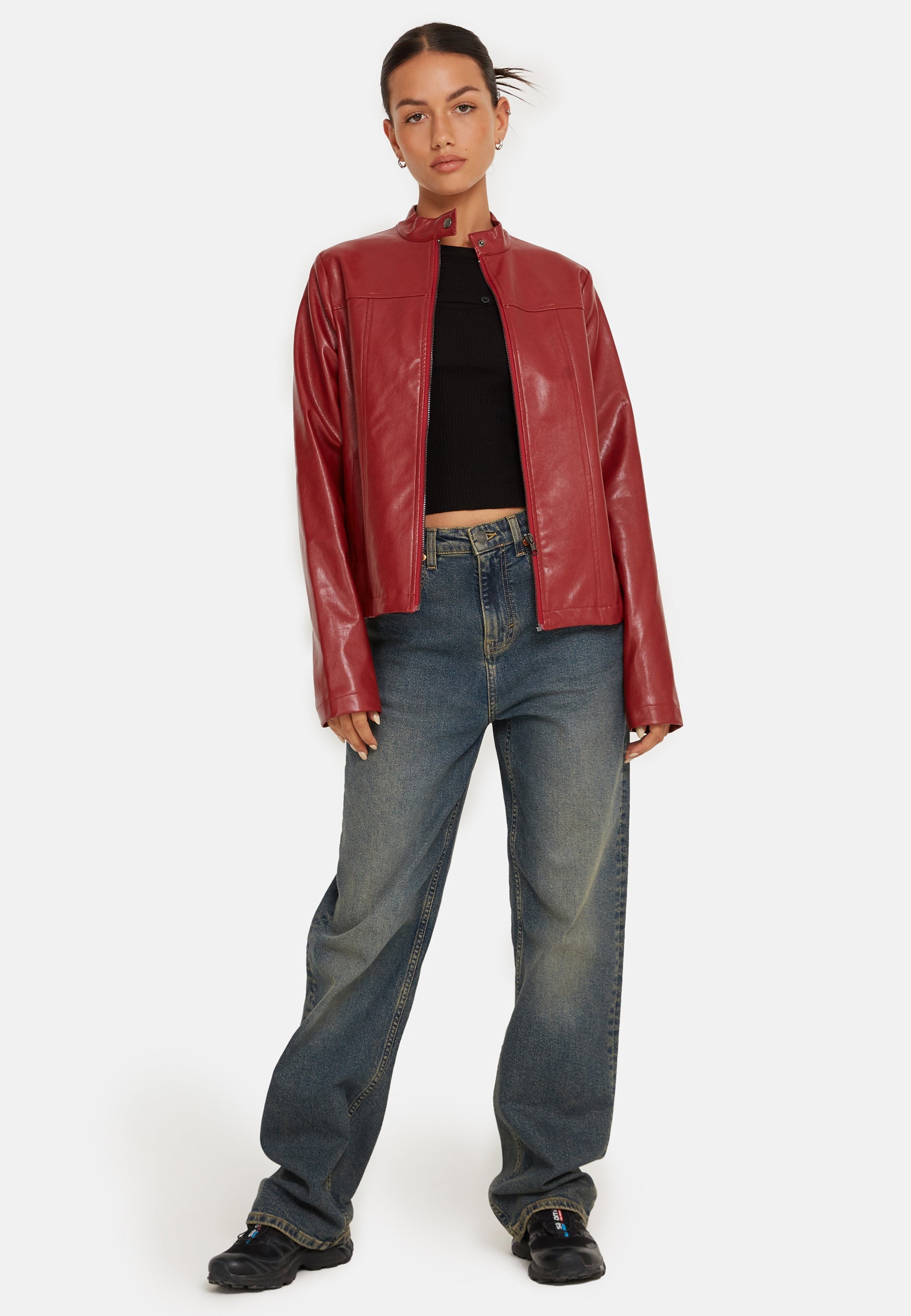 PU Blood Red Jacket | Olivia – motelrocks-com-us