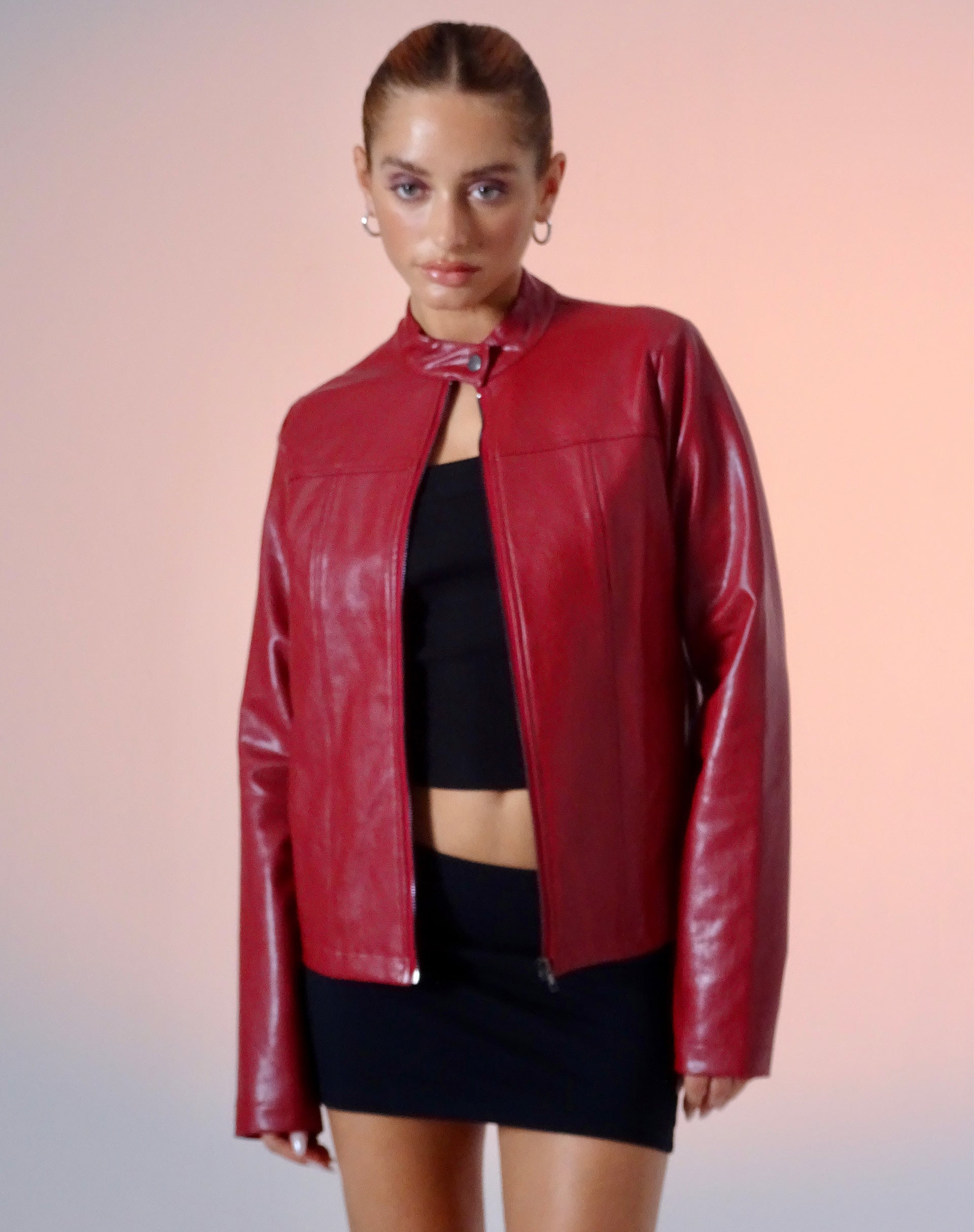 PU Blood Red Jacket  Olivia – motelrocks-com-us