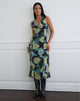 Image of Olydia Midi Dress in Black Chiffon with Crystal Flower Print