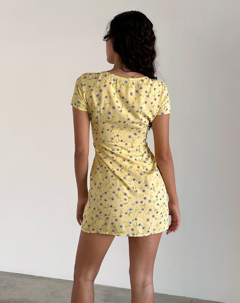 Omoni Mini Dress in Wild Flower Lemon Drop, S Omoni Mini Dress in Wild Flower Lemon Drop, S