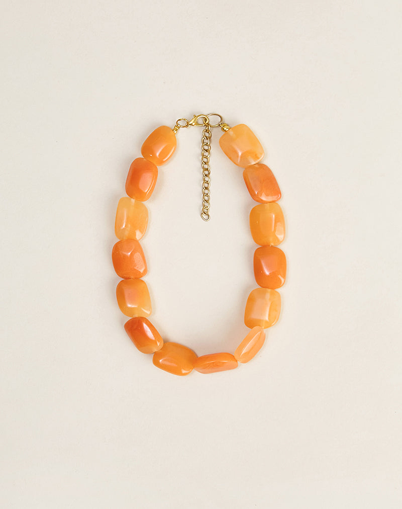 Orange Large Glass Beaded Necklace