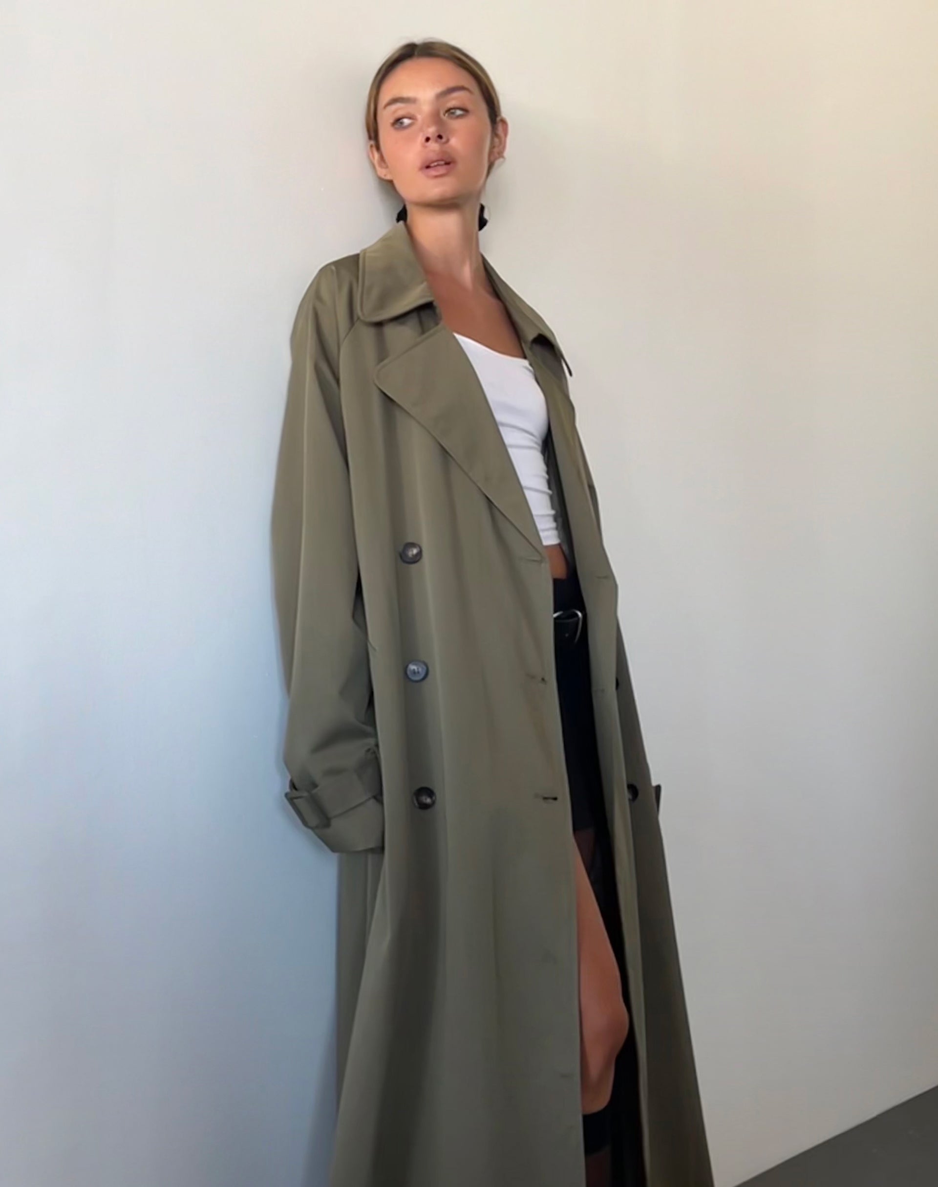 Sage green outlet trench coat