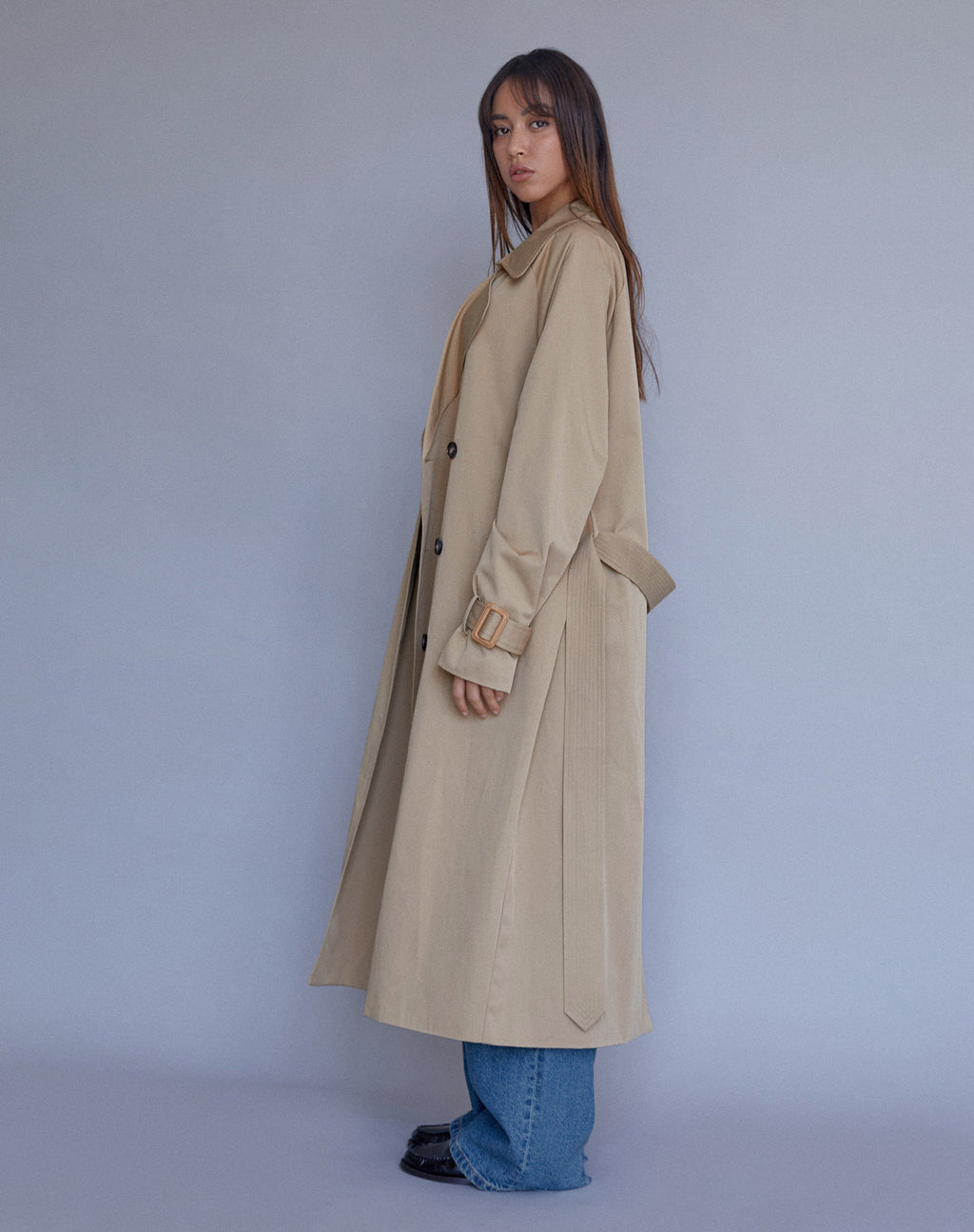 Orcati Double Breasted Trench Coat in Tan