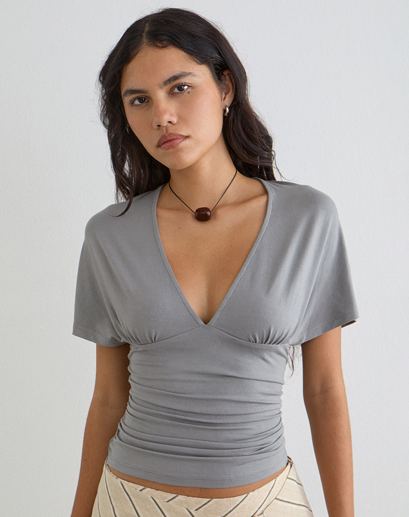 Image of Osari Plunge Batwing Top in Jersey Grey
