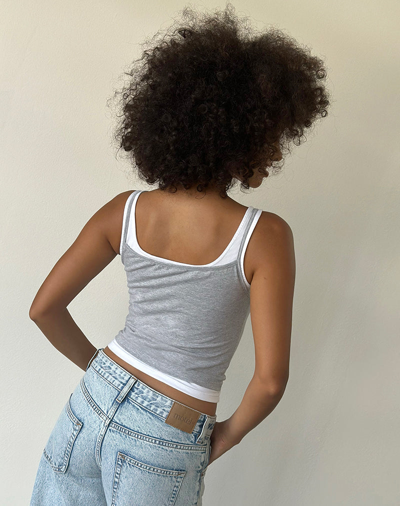 Image of Oslyn Top in Grey Marl and White Combination