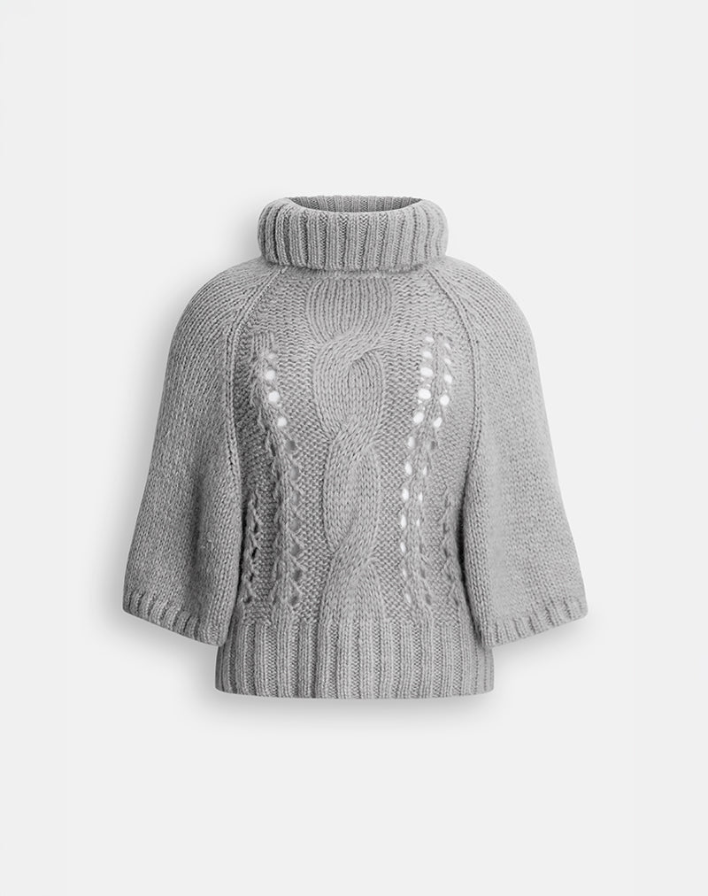 Image of Oswin Jumper in Cable Knit Light Grey