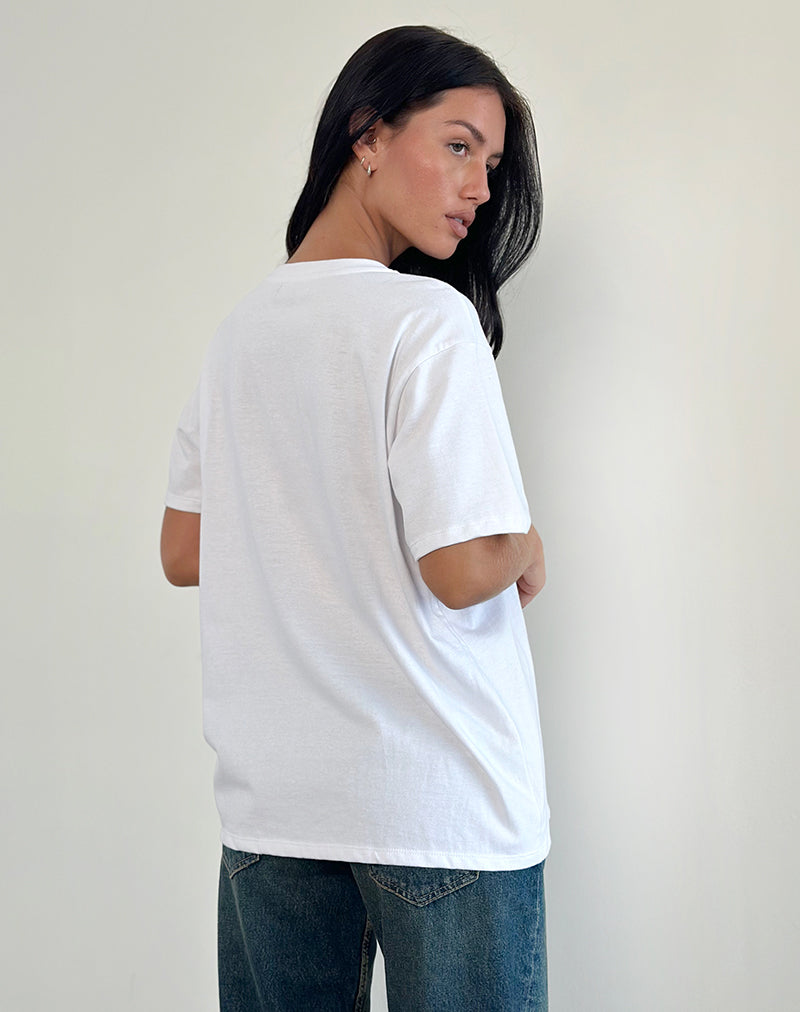 Image of Oversized Basic Tee in White with Kitty