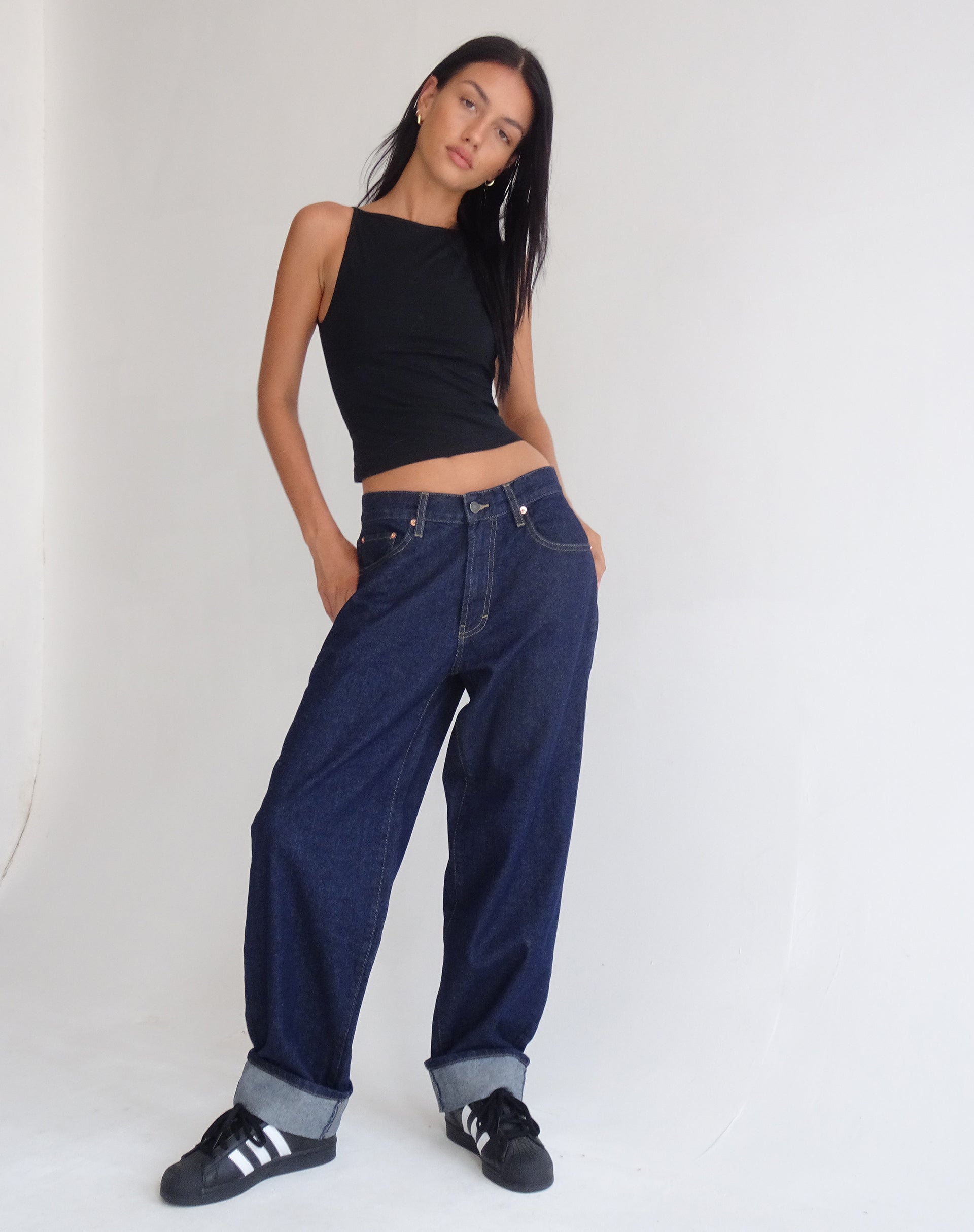 Dark Rinse Low Rise Jeans | Oversized Dad – motelrocks-com-us