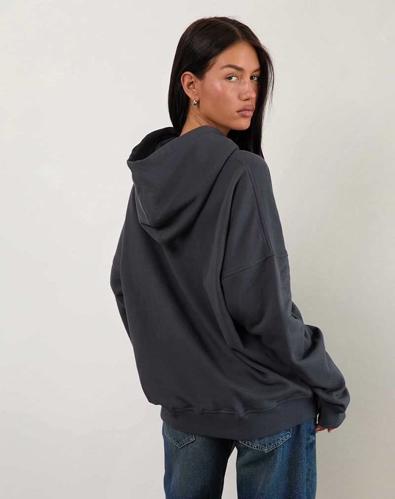 Image of Oversized Hoodie in Ocean Storm with Lucky You Graphic