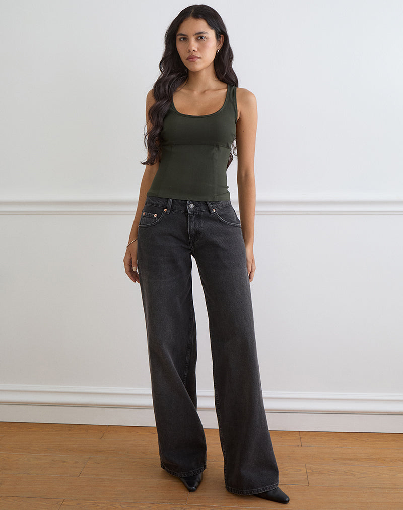 Image of Ovia Scoop Corset Top in Tailoring Dark Khaki
