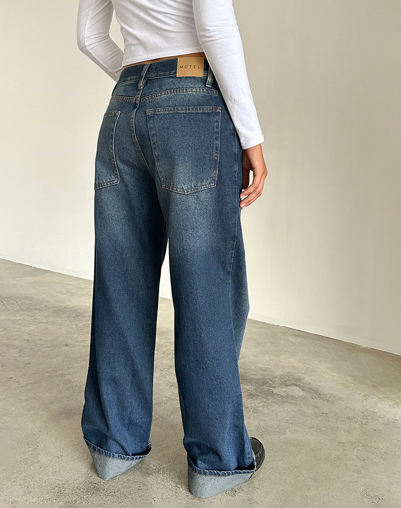 Image of Oversized Dad Low Rise Jeans in Dark Vintage