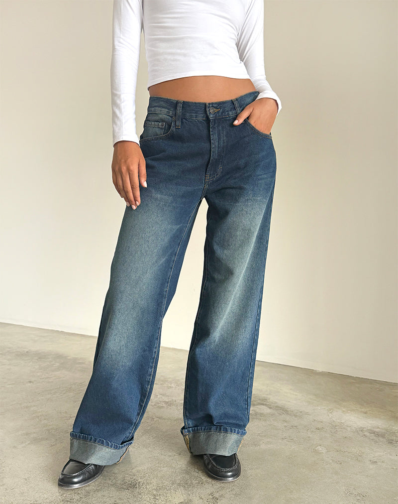 Oversized Dad Low Rise Jeans in Dark Vintage