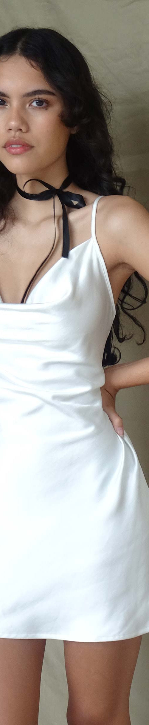 Image of Paiva Slip Dress in Satin Ivory