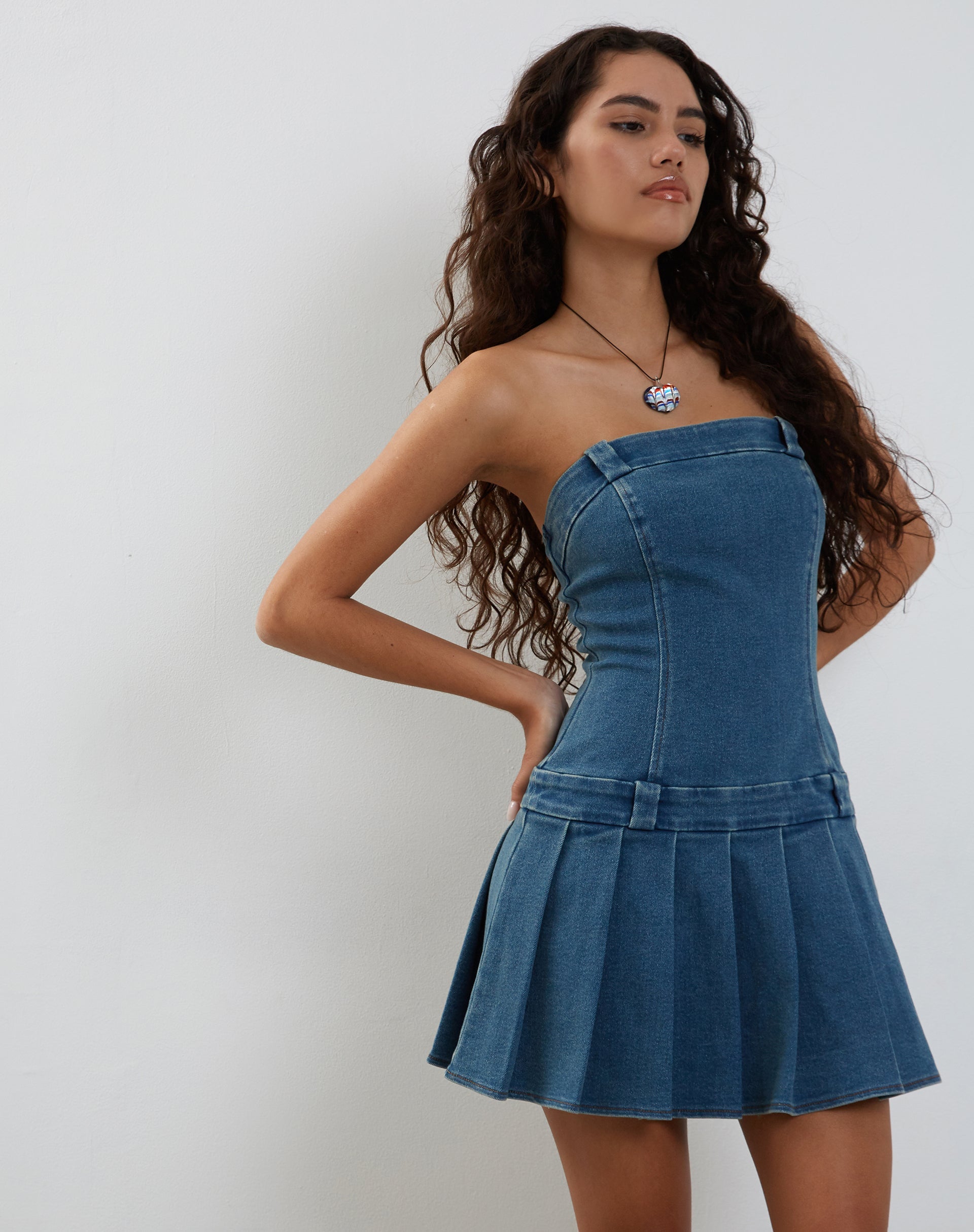 Denim Bandeau Dress