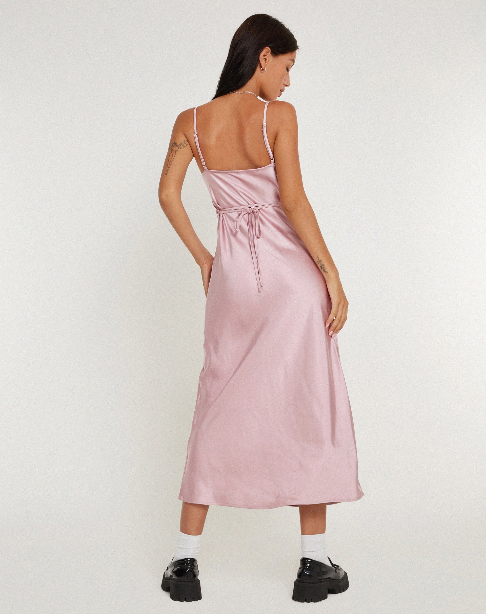 Dusky pink outlet satin dress