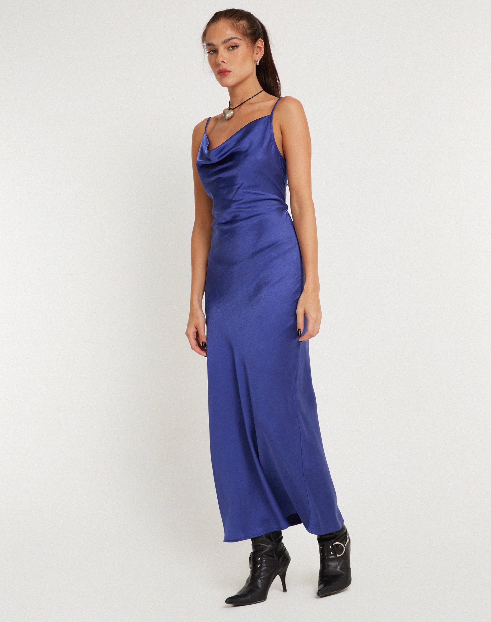 Image of Palasha Midi Dress in Satin Spectrum Blue