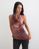 Image of Palawa Asymmetrical Hem Top in Watercolour Maroon