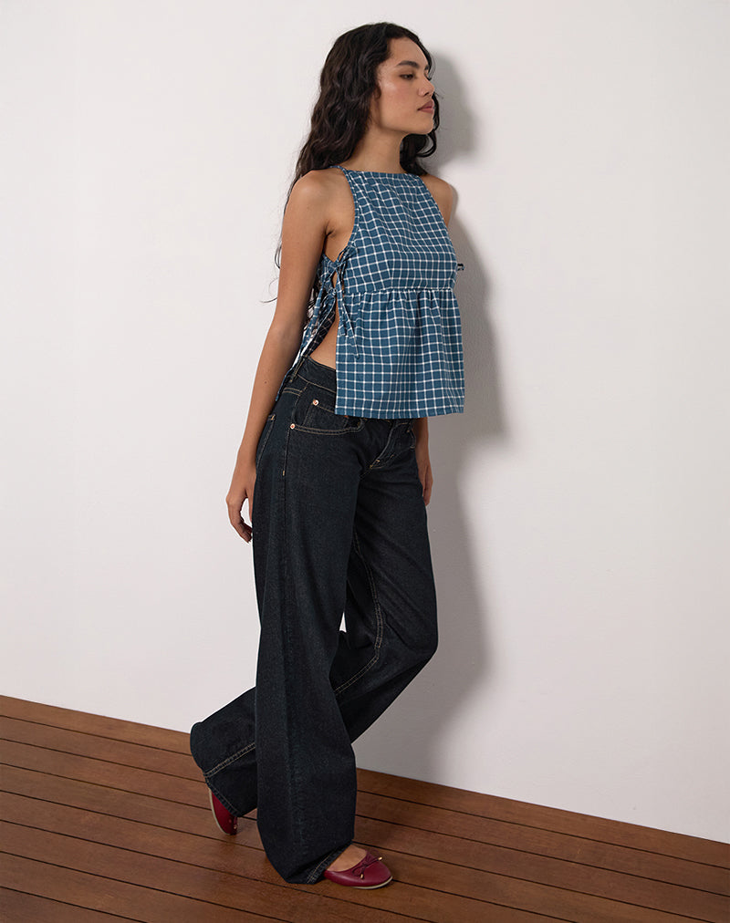 Image of Palsi Tie Side Top in Navy Tartan