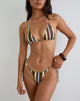 Image of Lentra Bikini Bottom in Brown and Blue Linear Stripe with Beads