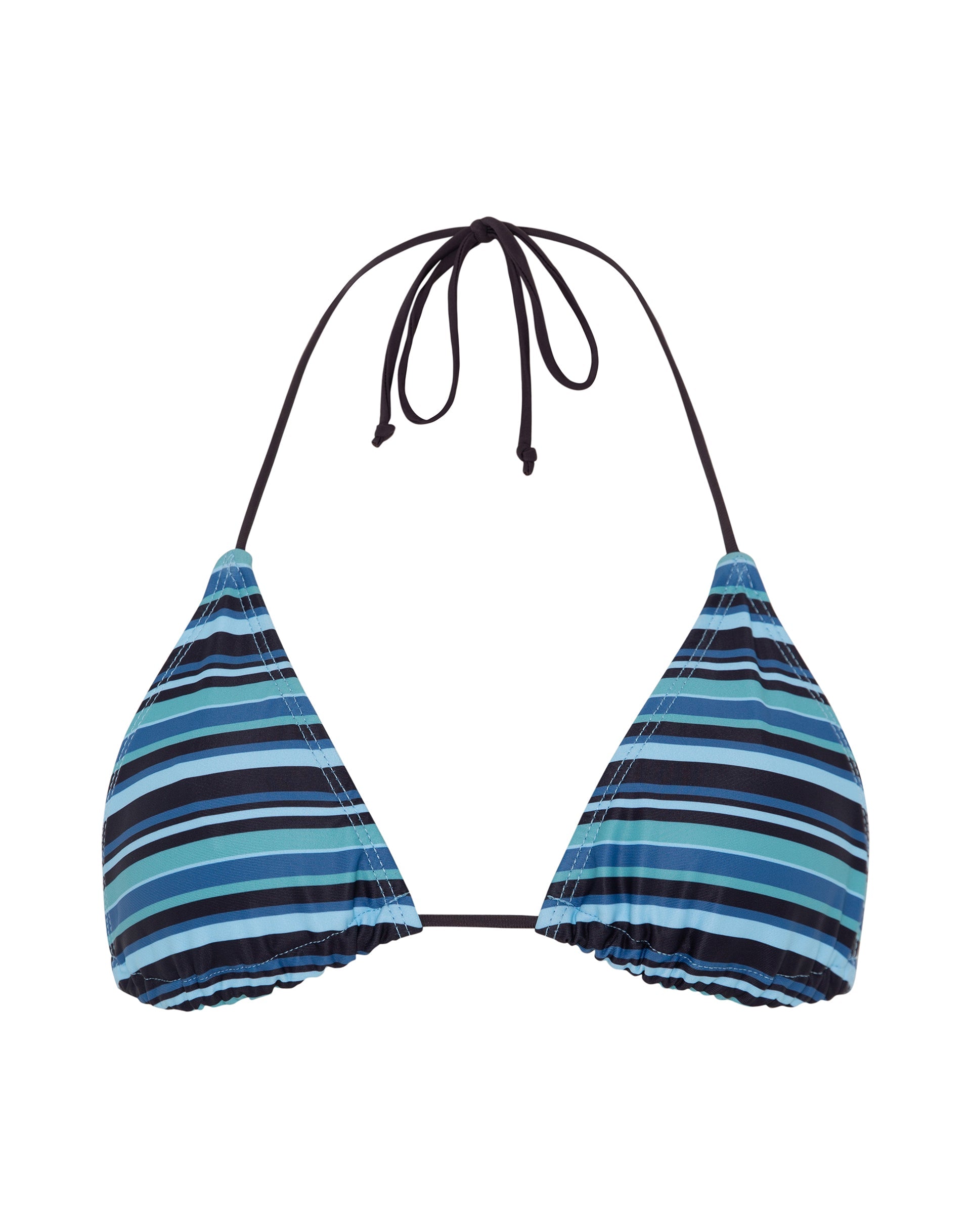 Image of Pami Bikini Top in Stripe Blue with Brown Tie