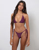 Image of Lentra Bikini Bottom in Burgundy with Studs