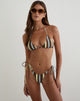 Image of Pami Bikini Top in Brown and Blue Linear Stripe with Beads
