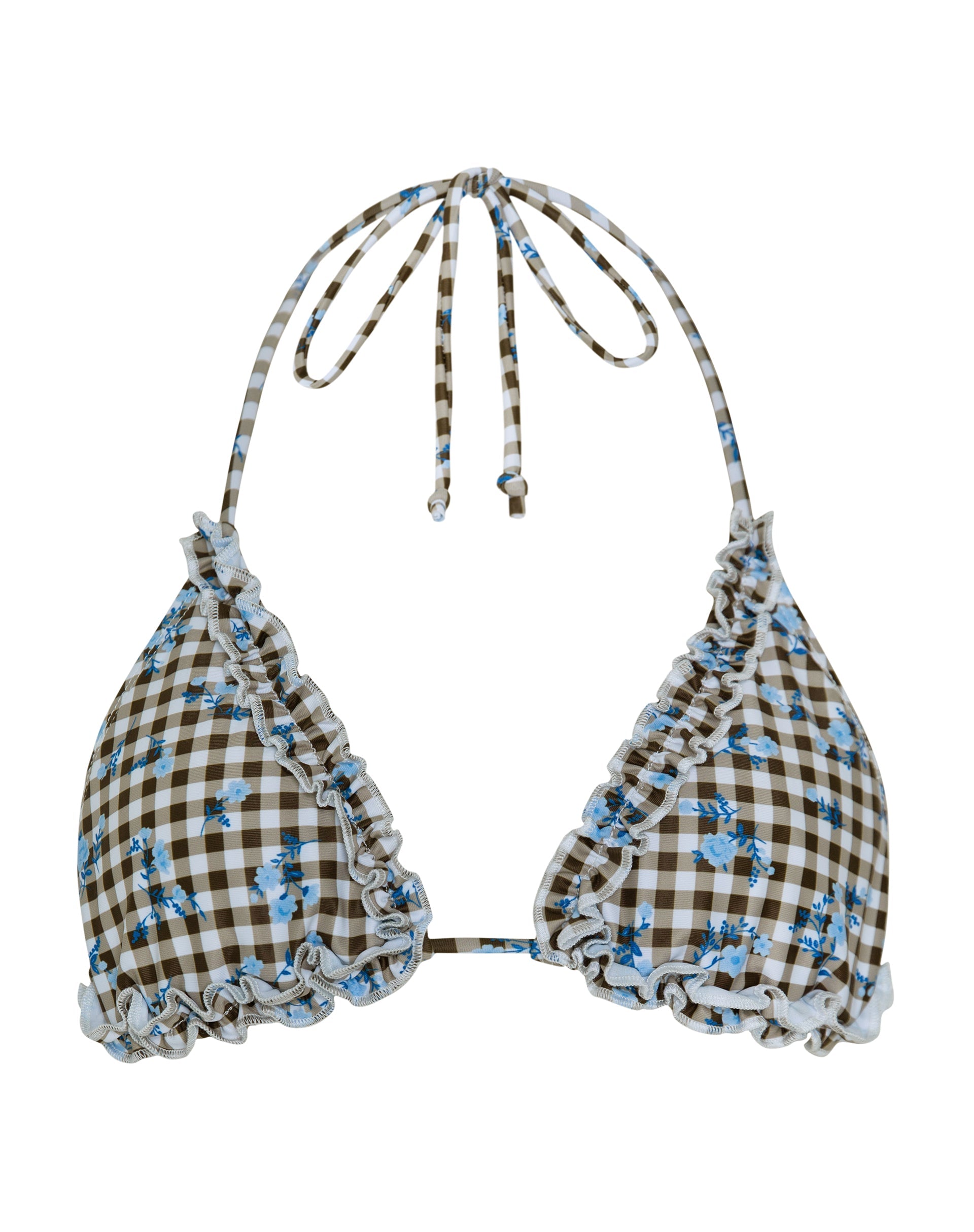 Image of Pandya Bikini Top in Floral Gingham Brown