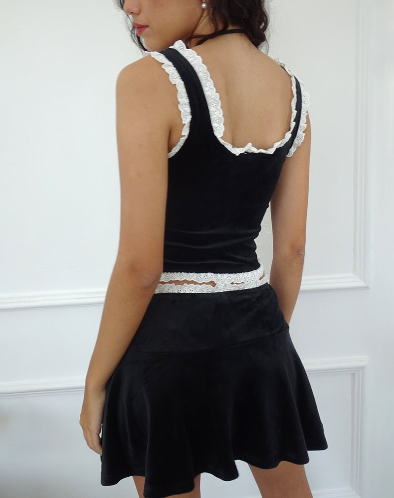 Image of Idina Mini Skirt in Flat Velvet Black