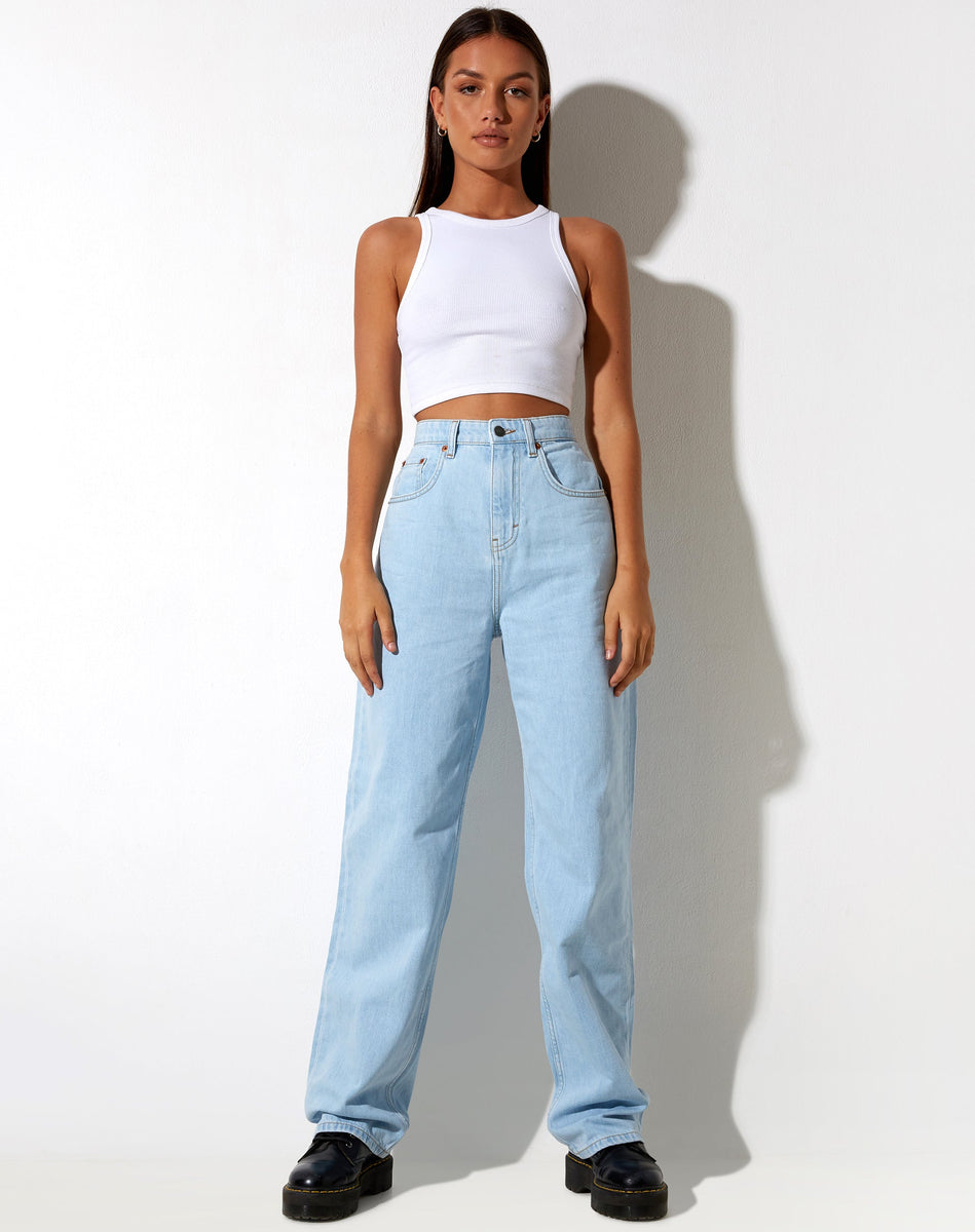 90's Wide Leg Light Blue Denim Jeans | Parallel – motelrocks-com-us